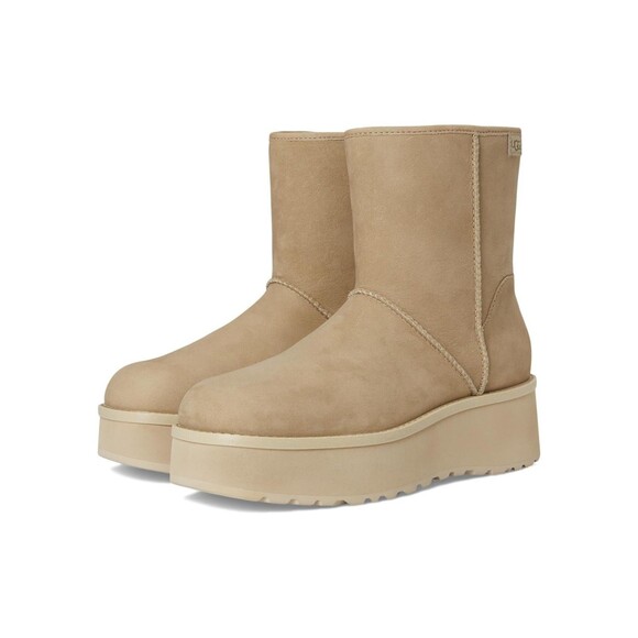 UGG CITYFUNC MID MUSTARD LEATHER WATERPROOF ZIP‎ WOMEN'S BOOTS SIZE 6.5 NIB - Picture 1 of 7